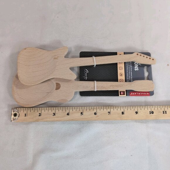 Kikkerland NEW Rockin' Spoons 2 Wood Guitars Beechwood Bartjan de Bruijn Cooking - Picture 7 of 7